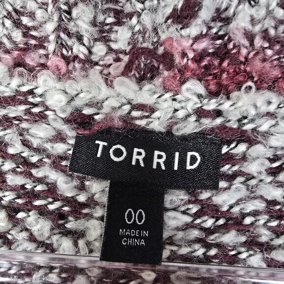 Torrid Spacedye Oversize Bouncle Kimono Multi Color Pink Sweater Size 00 - Picture 3 of 8